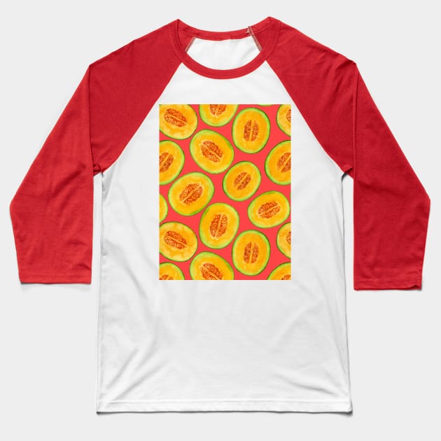 Melon slices watercolor pattern Baseball T-Shirt by katerinamk